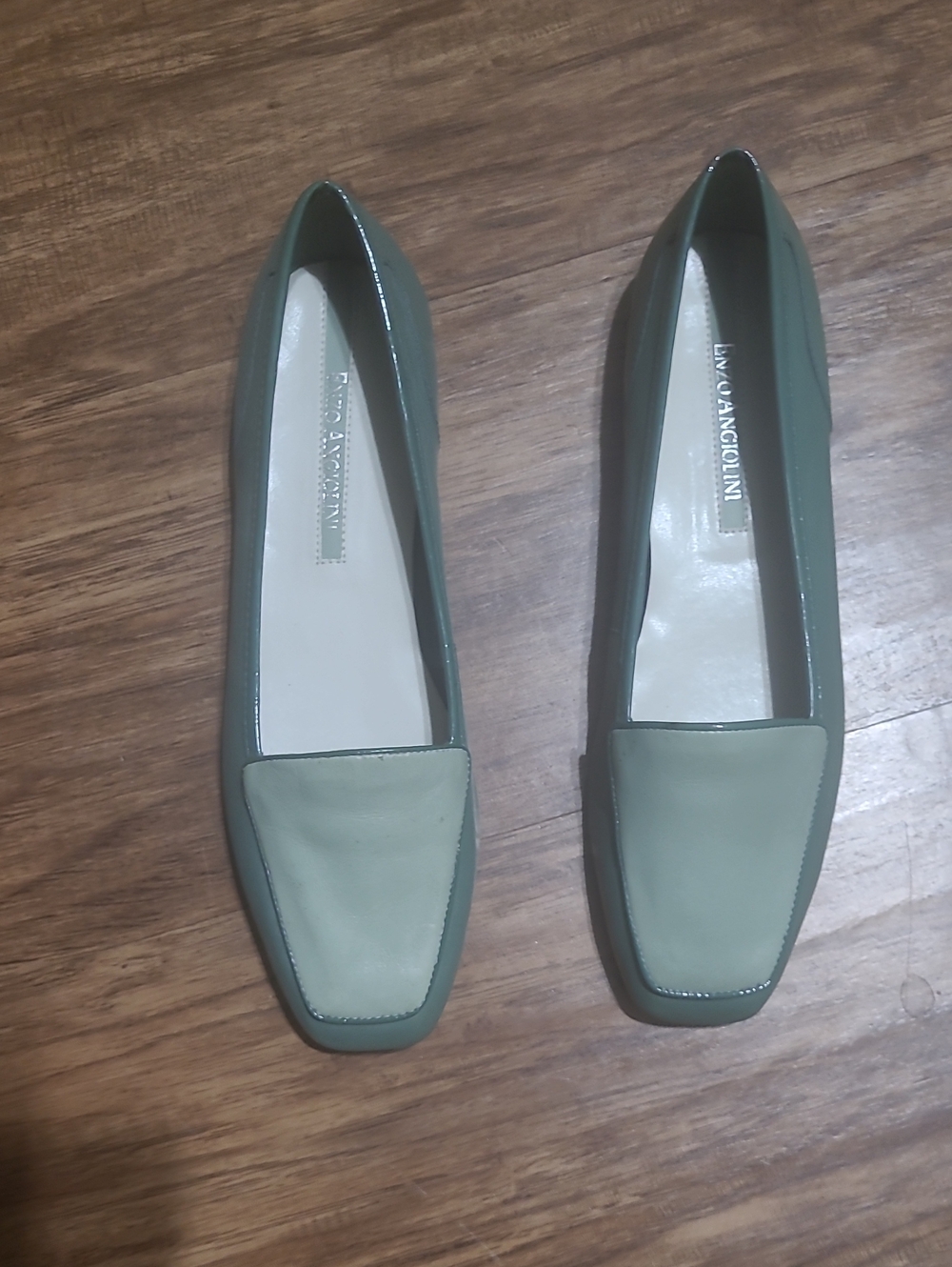 Enzo Angiolini Shoes Women  7.5M Green Colorblock Leather Slip on Vintage